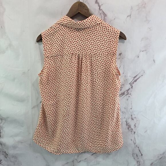 CAbi Shirt Womens Small Red White Floral Tank Blouse Blossom Button 3982 - Picture 5 of 10